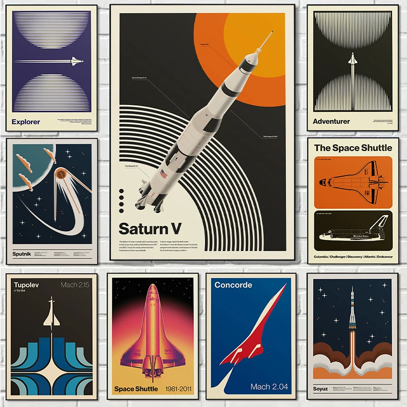 Star Map Poster - الرجعية مجردة مكوك الفضاء سبوتنيك الحد