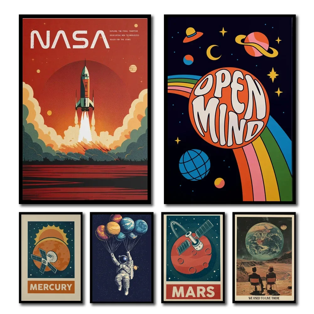 Star Map Poster - 1 قطعة النظام الشمسي الرجعية كوكب