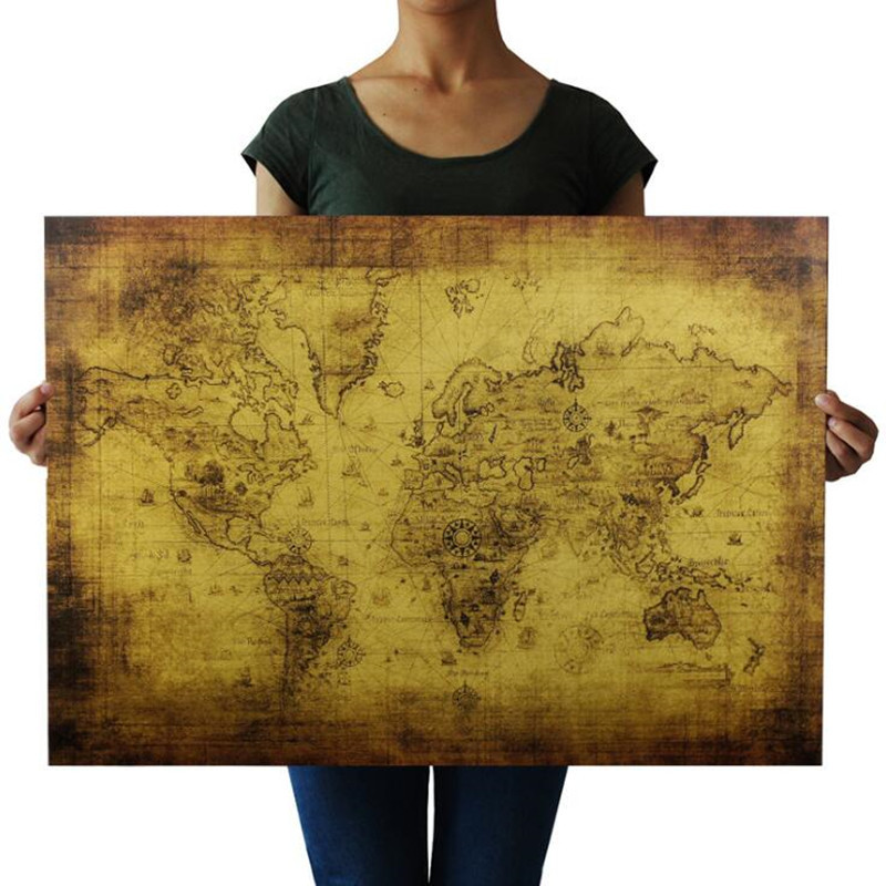 Star Map Poster - كبير 72.5X51.5cm خمر خريطة العالم القديم